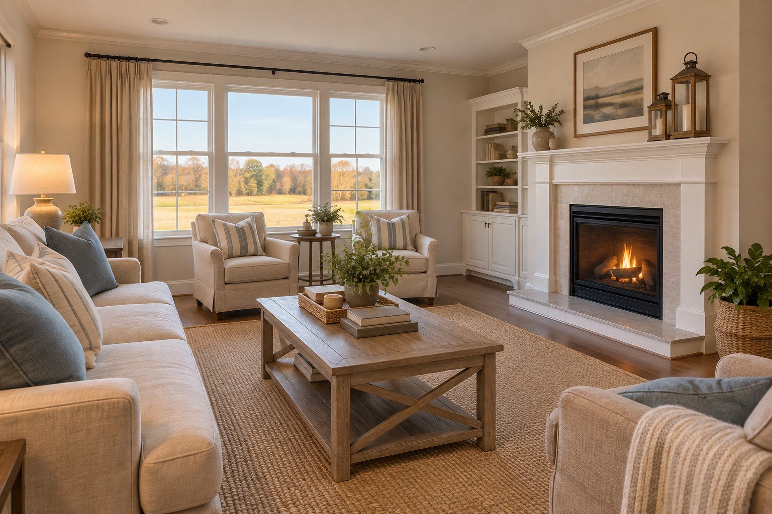 A cozy South Jersey living room, illustrative